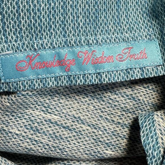 Robert Graham Linen Blend Shirt Size 2XL Mens Skull Tag Flip Cuffs Turquoise - Picture 6 of 9